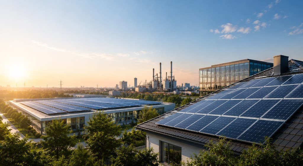 Rooftop solar photovoltaic installation on a commercial facility